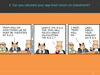 2. Can you calculate your app-level return on investment?
22
 