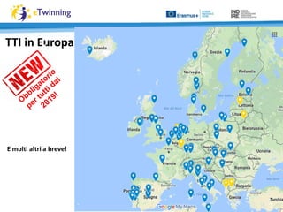 TTI in Europa
• Kirchliche Pädagogische Hochschule Wien/Krems
• Howest, campus Sint-Jorisstraat
• UC Leuven-Limburg campus Oude Luikerbaan
• Hogeschool PXL
• Haute École de la Ville de Liège
• Josip Juraj Strossmayer University of Osijek
• Università di Tartu
• Tallinn University
• University of Oulu
• Staatliches Seminar Didaktik Lehrerbildung Stuttgart
• Comenius-Institut f.Erziehung
• NYME Benedek Elek Pedagógiai Kar
• Szent István Egyetem, Gépészmérnöki Kar
• Szent Istvan University
• University of Iceland - School of Education
• Marino Institute of Education
• Norwegian University of Science and Technology
• Østfold College
• University of Tromsø
• Università di Oslo
• Università di Varsavia
• Warmińsko-Mazurski Ośrodek Doskonalenia
Nauczycieli w Elblągu
• Państwowa Wyższa Szkoła Zawodowa w Elblągu
• Adam Mickiewicz University
• University of Gdańsk
• Colégio do Espírito Santo
• Escola Superior de Artes Aplicadas
• Instituto Politécnico de Setúbal
• University of Lisbon
• University of Coimbra
• Nuova Università di Lisbona
• Instituto Politécnico De Portalegre
• University of Presov
• University of Castilla-La Mancha
• Universidad Rey Juan Carlos
• UPNA - Pamplona
• Facultade de Ciencias da Educación - USC, Campus
Norte
• Umeå University
• University of Northampton
• University of Aberdeen
• University College London
• Leeds Trinity University
• Staatliches Seminar für Schulpädagogik
• E.s.p.e. Strasbourg
• ESPE Académie de Poitiers
• ESPE de la Réunion
• Università degli studi di Foggia
• University College Northern Denmark, Hjørring
• University College Northern Denmark, Aalborg
• Instituto Politécnico De Santarém
• Malmö högskola
• Josip Juraj Strossmayer University of Osijek
• College Du Professorat Et De L'éducation
• University of Picardie Jules Verne
• University of Sopron
• Froebel Department of Primary and Early Childhood
Education
• University of Malta
• De Kempel University Teacher Education College
• Hogeschool Viaa
• HAN University of Applied Sciences
• Saxion University
• Rotterdam University of Applied Sciences
• University of Lower Silesia
• Polytechnic Institute of Setúbal
• Polytechnic Institute Of Portalegre
• University of Ljubljana
• University Of Cumbria in Lancaster
E molti altri a breve!
 