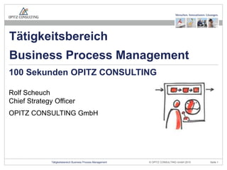 Rolf ScheuchChiefStrategy Officer OPITZ CONSULTING GmbH TätigkeitsbereichBusiness Process Management 100 Sekunden OPITZ CONSULTING 