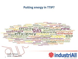Putting energy in TTIP?
1
Guido Nelissen
EESC, 21 June 2016
 
