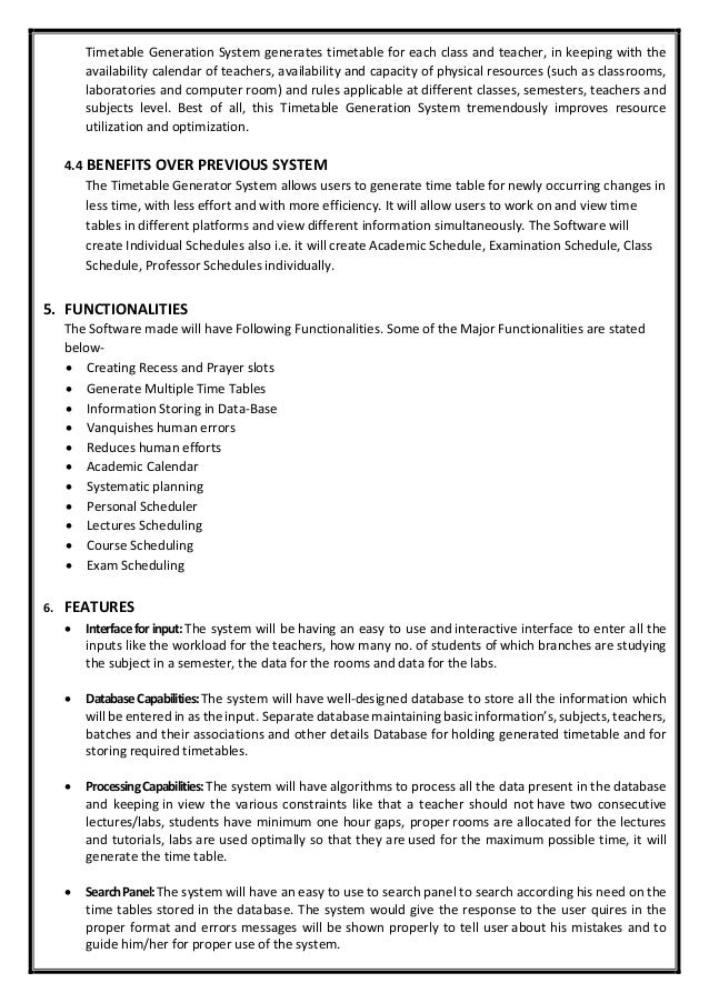 time table management system software report