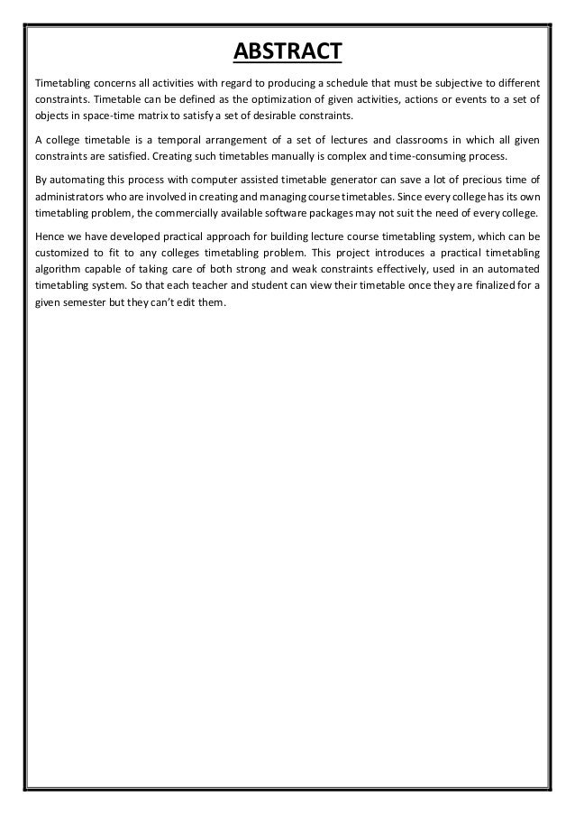 time table management system software report