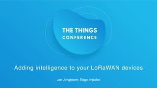 Adding intelligence to your LoRaWAN devices
Jan Jongboom, Edge Impulse
 