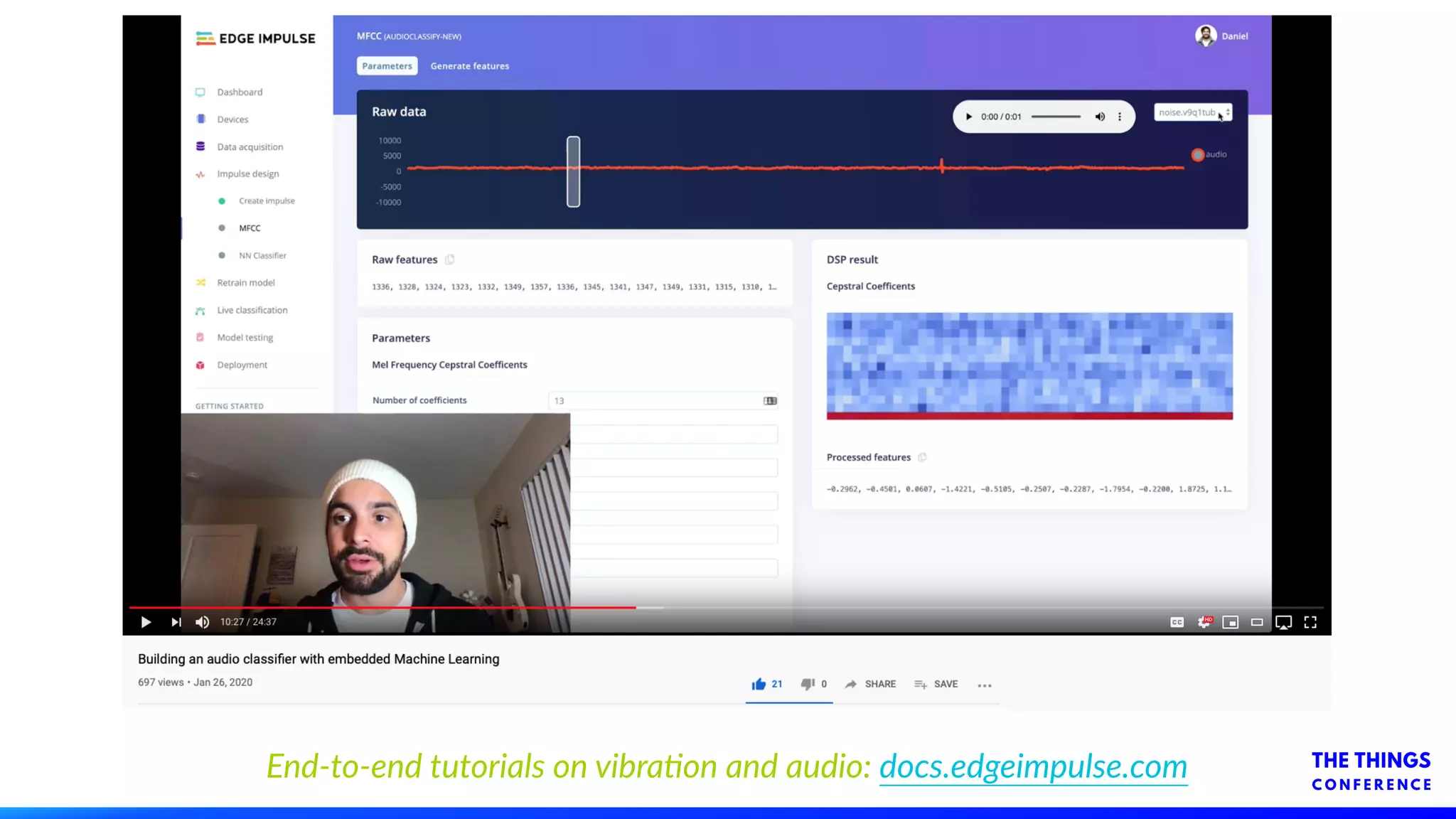 End-to-end tutorials on vibra9on and audio: docs.edgeimpulse.com
 