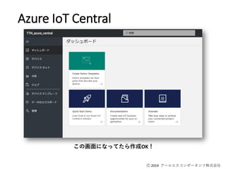 Ⓒ 2019 アールエスコンポーネンツ株式会社
Azure IoT Central
この画面になってたら作成OK！
 