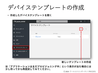 Ⓒ 2019 アールエスコンポーネンツ株式会社
• 作成したデバイステンプレートを開く
※「アプリケーションはまだプロビジョニング中」という表示が出た場合には
少し待ってから再度試してみてください。
デバイステンプレートの作成
新しいテンプレートの作成
 