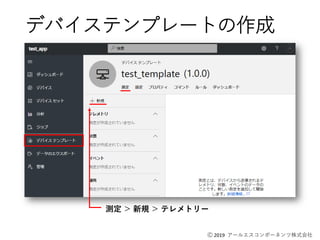 Ⓒ 2019 アールエスコンポーネンツ株式会社
デバイステンプレートの作成
測定 ＞ 新規 ＞ テレメトリー
 