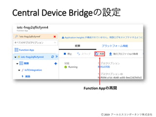 Ⓒ 2019 アールエスコンポーネンツ株式会社
Function Appの再開
Central Device Bridgeの設定
 