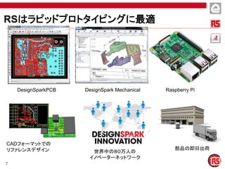 7
RSはラピッドプロトタイピングに最適
DesignSparkPCB DesignSpark Mechanical Raspberry Pi
部品の即日出荷
CADフォーマットでの
リファレンスデザイン 世界中の８０万人の
イノベーターネットワーク
 