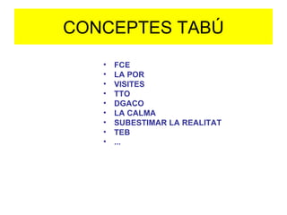CONCEPTES TABÚ FCE LA POR VISITES TTO DGACO LA CALMA SUBESTIMAR LA REALITAT TEB ... 
