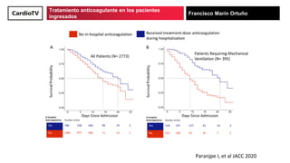 Tratamiento anticoagulante en los pacientes
ingresados
Francisco Marín Ortuño
Paranjpe I, et al JACC 2020
 