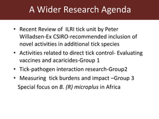 Tick research at ILRI