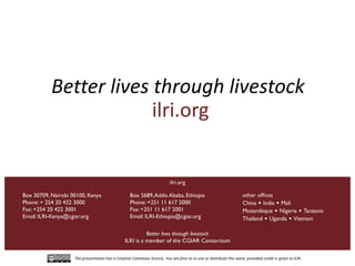 Current and future animal vaccine research activities at ILRI