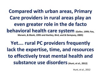 Substance Use Disorders Treatment and Recovery Support Services in Rural and Remote Areas of the United States: A Three Part Series on the State of the Art Slide 23
