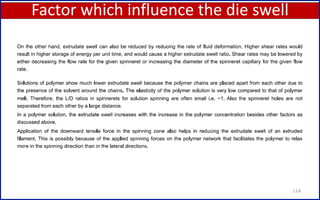 Factor which influence the die swell
114
 