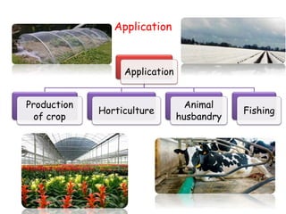 Application
Application
Production
of crop
Horticulture
Animal
husbandry
Fishing
 