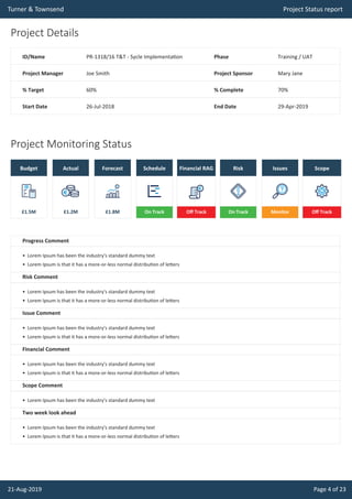 Project Status Report | PDF