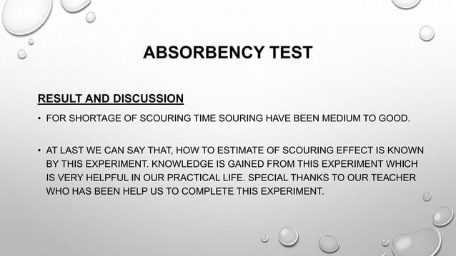 How to test absorbency of a fabric. | PPTX | Hair Care | Beauty