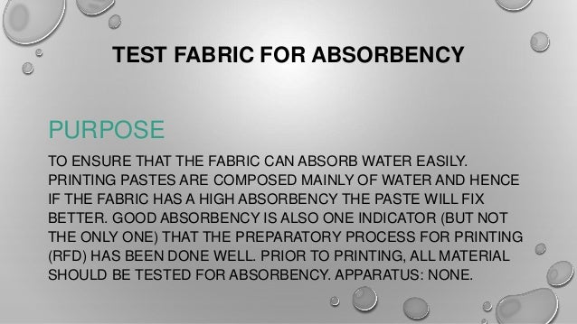 How To Test Absorbency Of A Fabric