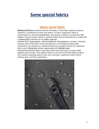 Special fabrics: Properties & Quality control | PDF