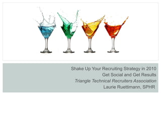 Shake Up Your Recruiting Strategy in 2010 Get Social and Get Results Triangle Technical Recruiters Association Laurie Ruettimann, SPHR  
