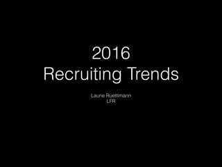 2016  
Recruiting Trends
Laurie Ruettimann
LFR
 
