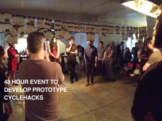 48 HOUR EVENT TO
DEVELOP PROTOTYPE
CYCLEHACKS
 