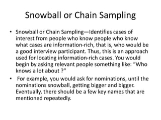 Snowball Interview Method samples in research methodology | PPTX