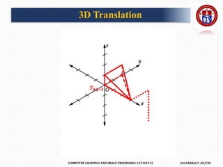 COMPUTER GRAPHICS AND IMAGE PROCESSING-1151CS113 JAGANRAJA.V AP/CSE
3D Translation
 