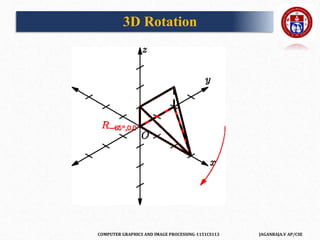 COMPUTER GRAPHICS AND IMAGE PROCESSING-1151CS113 JAGANRAJA.V AP/CSE
3D Rotation
 