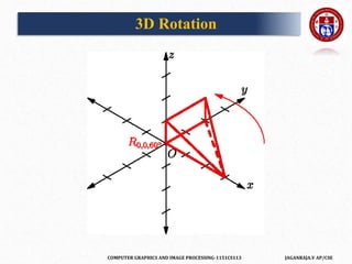 COMPUTER GRAPHICS AND IMAGE PROCESSING-1151CS113 JAGANRAJA.V AP/CSE
3D Rotation
 