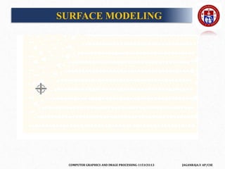 COMPUTER GRAPHICS AND IMAGE PROCESSING-1151CS113 JAGANRAJA.V AP/CSE
SURFACE MODELING
 