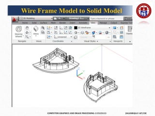 COMPUTER GRAPHICS AND IMAGE PROCESSING-1151CS113 JAGANRAJA.V AP/CSE
Wire Frame Model to Solid Model
 