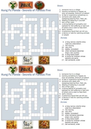 Crossword of Kung Fu Panda: Secrets of Furious Five
