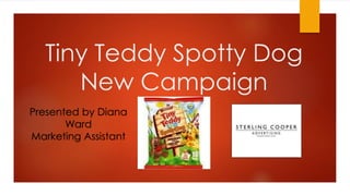 Tiny Teddy Spotty Dog
New Campaign
Presented by Diana
Ward
Marketing Assistant
 