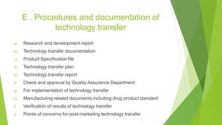 Tech Transfer Order Technology transfer from R & D to production in pharmaceutical industry ...