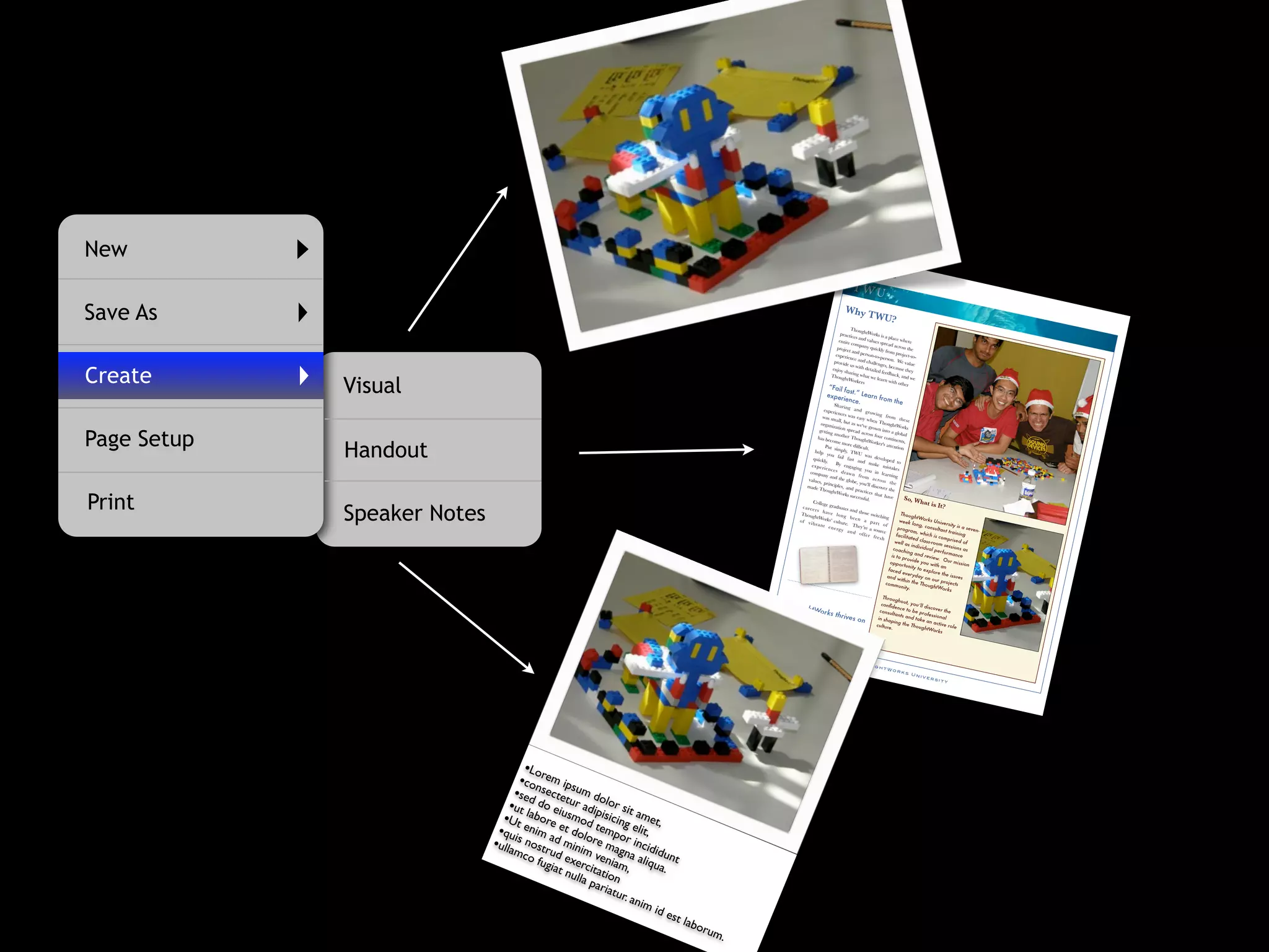 New
                                                                                                                                   24
                                                                                                                                         Apr
                                                                                                                                                il 2
                                                                                                                                                     00      8


                                                                                                                                    TWU

Save As                                                                                                                         Why T
                                                                                                                                      W
                                                                                                                                  Thoug
                                                                                                                                                        U?
                                                                                                                            practic       htWor
                                                                                                                                    es and        ks is a
                                                                                                                                                           place w
                                                                                                                           entire           values                  here
                                                                                                                                  compa             spread
                                                                                                                          projec           ny quic             across
                                                                                                                                 t and pe          kly from           the
                                                                                                                         experi            rson-to-             projec
                                                                                                                                ence an              person            t-to-
                                                                                                                        provid            d chal              . We va
                                                                                                                                                 lenges
                                                                                                                               e us w                    , becaus lue


Create
                                                                                                                       enjoy           ith deta                    e they
                                                                                                                              sharin            iled fe
                                                                                                                                     g wha              edback


             Visual
                                                                                                                       Thoug                 t we le             , and w
                                                                                                                              htWor                  arn with             e
                                                                                                                                      kers                       other
                                                                                                                      “Fail
                                                                                                                            fast
                                                                                                                     experi .” Learn fr
                                                                                                                             ence.     om th
                                                                                                                        Sh                  e
                                                                                                                           ar in g
                                                                                                               experi               an d gr
                                                                                                                        ences                   ow in g
                                                                                                              was sm             was ea                   from
                                                                                                                        all, bu          sy whe                     th es e
                                                                                                                                 t as we'          n Tho
                                                                                                             organi                       ve grow           ughtW
                                                                                                                      zation                                         orks


Page Setup
                                                                                                            getting             spread               n into
                                                                                                                       anothe            across               a glob
                                                                                                                                r Tho              four co             al
                                                                                                           has be                       ughtW                ntinen


             Handout
                                                                                                                     come                        orker's             ts,
                                                                                                                            more di                        attentio
                                                                                                                 Put sim              fﬁcult.                         n
                                                                                                         help               ply, T
                                                                                                                  you fa            WU w
                                                                                                                            il fast           as de
                                                                                                        quickl
                                                                                                                 y.                    and m veloped to
                                                                                                       ex pe ri         By en                    ake m
                                                                                                                 en ce s         gaging                    istakes
                                                                                                                            dr aw n         you in
                                                                                                      compa                                             learning
                                                                                                               ny and                  fr om
                                                                                                     values               the glob               ac ro ss
                                                                                                             , princi                e, you’
                                                                                                    made                ples, an             ll discov th e
                                                                                                            Thoug                  d prac                er the
                                                                                                                                           tices th


Print
                                                                                                                      htWor
                                                                                                                               ks succ                at have
                                                                                                                                       essful.                         So, W
                                                                                                        College                                                                   hat is

             Speaker Notes
                                                                                                  ca re er          gradua
                                                                                                                              tes an                                                        It?
                                                                                                           s h av                    d thos
                                                                                                  Thoug              e lo n                  e switc                 Thoug
                                                                                                         htWor                g b ee                   hing                   htWo
                                                                                                 of vi            ks’ cultu            n a
                                                                                                                                                p ar t              week             rks Uni
                                                                                                        b ra n t              re. T                      of                  long,            versity
                                                                                                                    en er gy          hey’re                       progra           consul             is a se
                                                                                                                                an d           a sour
                                                                                                                                                        ce                    m, whi        tant tr           ven-
                                                                                                                                        of fe r                                       ch is co      aining
                                                                                                                                                  fr es h         facilit
                                                                                                                                                                          ated                 mprise
                                                                                                                                                                 well a          class-ro               d of
                                                                                                                                                                          s indiv         om se
                                                                                                                                                                                  idual           ssions
                                                                                                                                                                coach                     per fo           as
                                                                                                                                                                         ing and                 rmanc
                                                                                                                                                               is to p              review               e
                                                                                                                                                                        rovide              . Our
                                                                                                                                                              oppo                you w              missio
                                                                                                                                                                      rtunity            ith an             n
                                                                                                                                                            faced               to exp
                                                                                                                                                                      ever yd           lore th
                                                                                                                                                           and w                a y on          e issu
                                                                                                                                                                     ithin th           our p           es
                                                                                                                                                          comm                 e Tho           roject
                                                                                                                                                                   unity.             ughtW           s
                                                                                                                                                                                              orks
                                                                                                                                                         Throug
                                                                                                                                                                   hout,
                                                                                          “   Thoug                                                     conﬁd
                                                                                                                                                                 ence
                                                                                                                                                                            you’ll
                                                                                                                                                                                    discove
                                                                                                    htWo                                                                 to be               r the
                                                                                                                rks th                                 consul
                                                                                                                                                                tants            pro
                                                                                               new p                        rives                                       and ta fessional
                                                                                                       erspe                           on            in sha
                                                                                                                                                              ping th            ke an
                                                                                                                    ctives.                         culture              e Tho           active
                                                                                                                                                                                                  role
                                                                                                                                 ”                            .                  ughtW
                                                                                                                                                                                         orks




                                                                                                                                        Tho
                                                                                                                                               ugh
                                                                                                                                                       tWo
                                                                                                                                                                 rks
                                                                                                                                                                        Un
                                                                                                                                                                               ive
                                                                                                                                                                                     rsi
                                                                                                                                                                                           ty




                                   • Lo
                                  •conrem ipsu
                                 •sed sectetu m dol
                                •ut do eiu r adip or sit
                               •Ut elabore e smod t isicing eamet,
                              •qui nim a t dolo empo lit,
                                  s
                             •ullam nostrud minim re mag r incidid
                                   co f   d           v       na       u
                                       ugia exerci eniam aliqua nt
                                           t nu      tatio ,           .
                                                lla p       n
                                                      aria
                                                           tur.
                                                                anim
                                                                     id e
                                                                          st   labo
                                                                                   rum
                                                                                      .
 