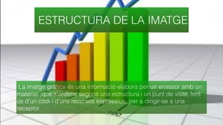 ESTRUCTURA DE LA IMATGE
La imatge gràﬁca és una informació elabora per un emissor amb un
material ,que s’ordena segons una estructura i un punt de vista, fent
ús d’un codi i d’uns recursos expressius, per a dirigir-se a una
receptor
 