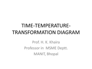 TIME-TEMPERATURETRANSFORMATION DIAGRAM
Prof. H. K. Khaira
Professor in MSME Deptt.
MANIT, Bhopal

 