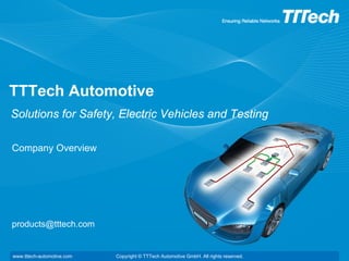 TTTech Automotive
Solutions for Safety, Electric Vehicles and Testing

Company Overview




products@tttech.com


www.tttech-automotive.com   Copyright © TTTech Automotive GmbH. All rights reserved.
 