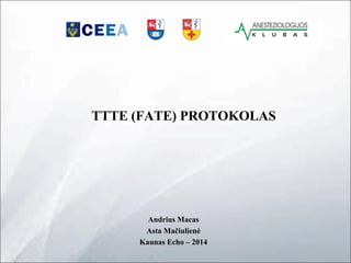 TTTE (FATE) PROTOKOLAS 
Andrius Macas 
Asta Mačiulienė 
Kaunas Echo – 2014 
 