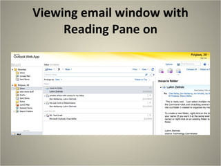 Viewing email window with Reading Pane on 