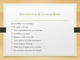 Training Ground Rules.pdf TTT part 1 - A Presentation On Training Trainers | PPTX