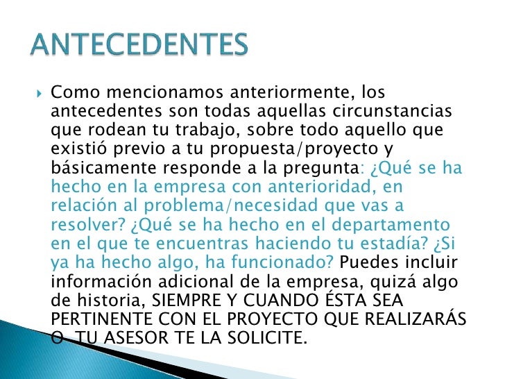 Antecedentes De Un Proyecto Empresarial Ejemplo Ejemplo