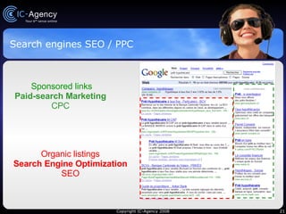 Search engines SEO / PPC Sponsored links Paid-search Marketing  CPC   Organic listings Search Engine Optimization SEO 