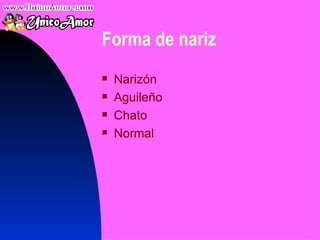 Forma d e  nariz Nari zón Aguileño C hato Normal 