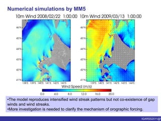 Inverse Froude number (Fr)Theoretical flow regimes on the non-dimensional mountain heightĥ < 1: small amplitude waves (quasi-linear and weakly nonlinear ranges)ĥ ~ 1: wave breaking -> a wave-induced stagnant layer -> onset of downslope windsĥ > 1: upstream stagnation, flow splitting and lee vortices