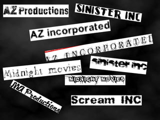 Production names and possible fonts mood board