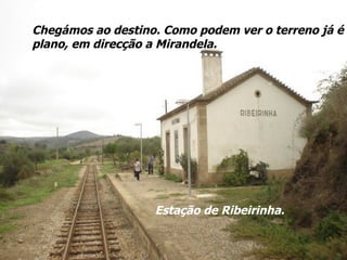Chegámos ao destino. Como podem ver o terreno já é plano, em direcção a Mirandela. Estação de Ribeirinha. 