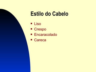 Estilo  Estilo do Cabelo  cabello Liso Crespo E ncaracolado Careca 